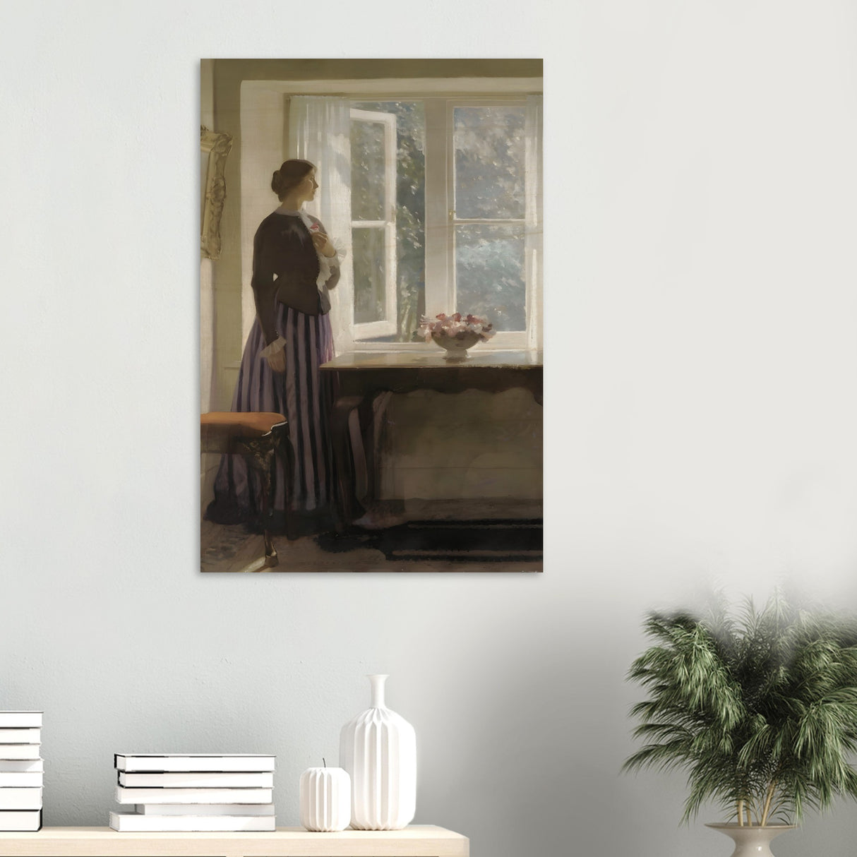 the girl and the picture a flower by harold knight