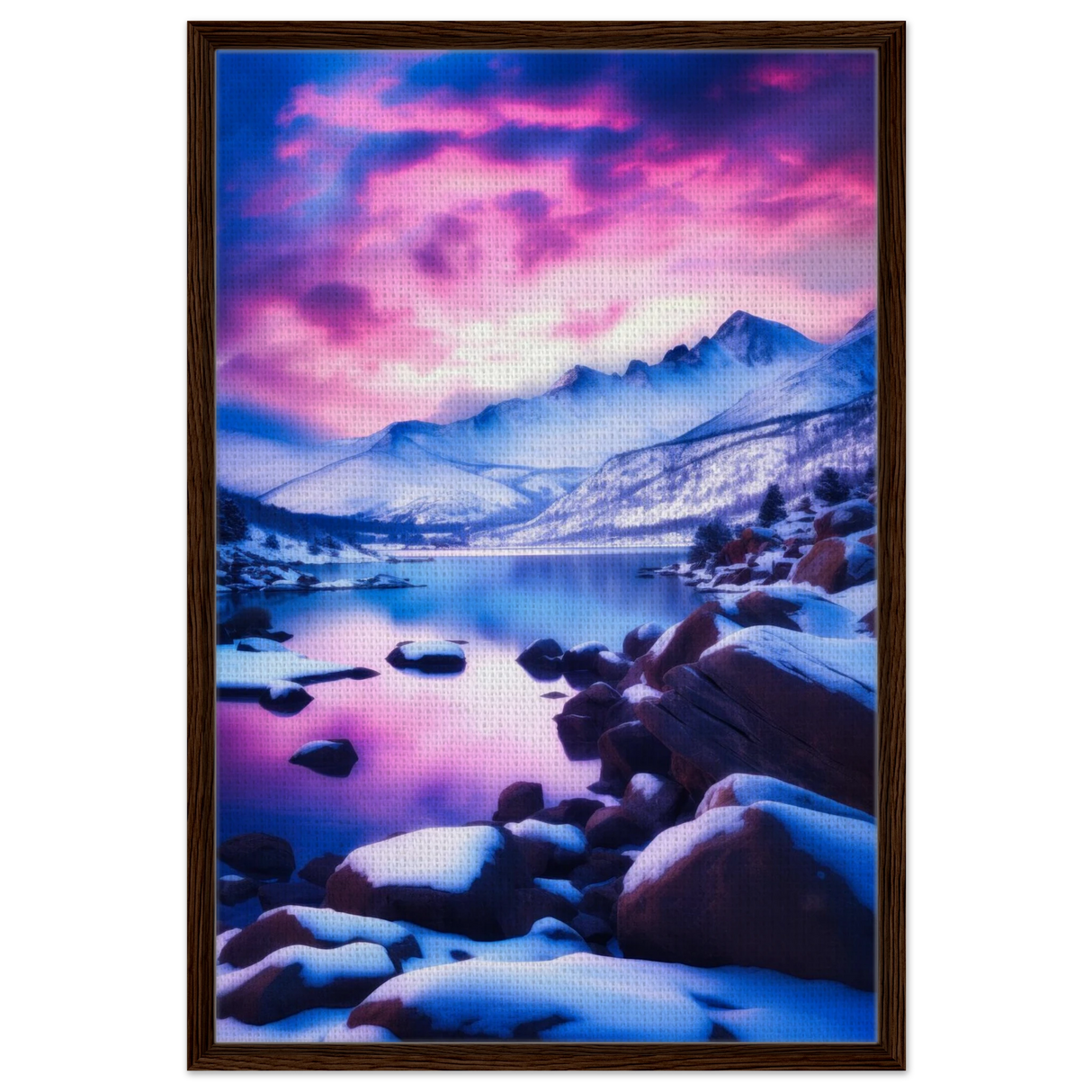 twilight serenity snowy mountain lake at sunset wall art print30x45 cm / 12x18″Acrylic Print