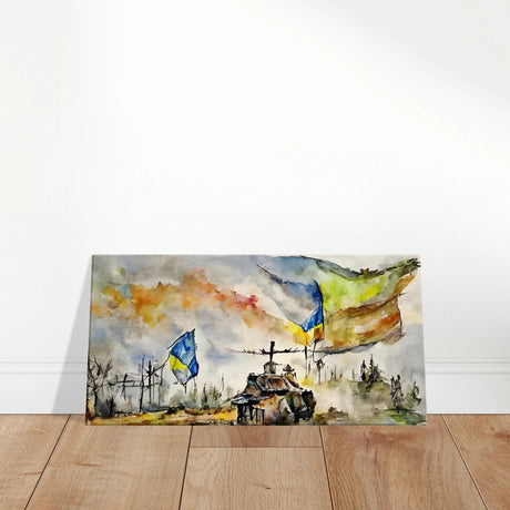 Never Give Up â€“ Ukraine | Panoramic Watercolour War Art Print