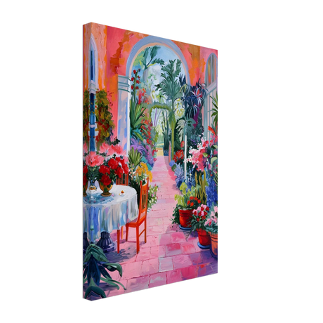 garden of morning light blooming terrace escape wall art print20x30 cm / 8x12″Framed Canvas