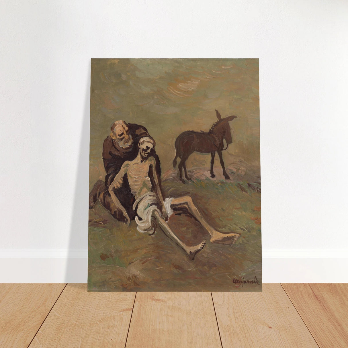 The Good Samaritan by CypriÃ¡n MajernÃ­k â€“ Expressionist Biblical Wall Art PrintFramed Canvas50x70 cm / 20x28â€³