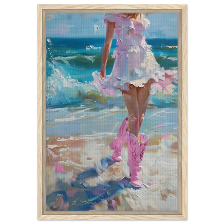 seaside sass pink boots ocean breeze wall art print40x60 cm / 16x24″Aluminum Print