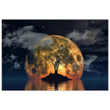 lunar eclipse isle a celestial nightscape awakened by the moon fine art digital illustration surreal moonlit scene50x75 cm / 20x30″Brushed Aluminum Print
