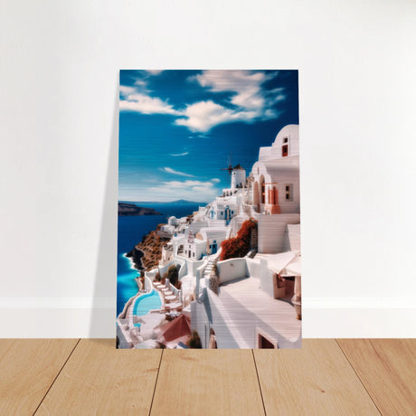 santorini serenity dreamy greek island wall art print40x60 cm / 16x24″Brushed Aluminum Print
