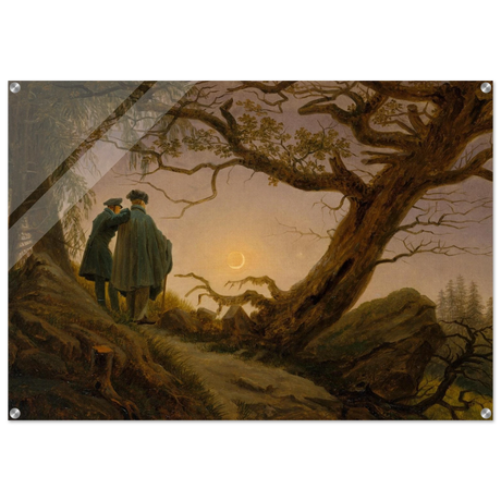 two men contemplating the moon by caspar david friedrich romantic landscape wall art print30x40 cm / 12x16″Aluminum Print