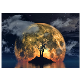 lunar eclipse isle a celestial nightscape awakened by the moon fine art digital illustration surreal moonlit scene20x30 cm / 8x12″Aluminum Print