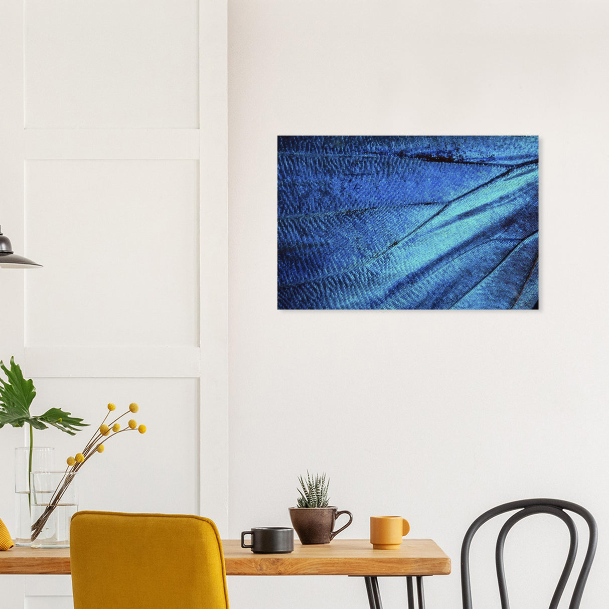  wall art blue butterfly wing