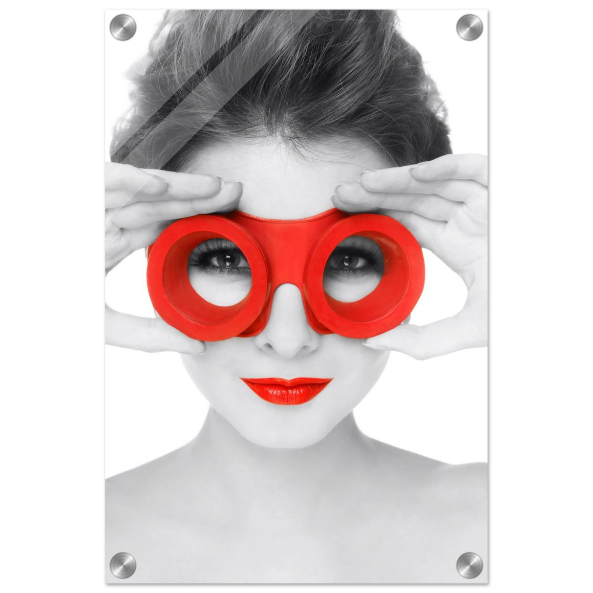 through crimson eyes monochrome glamour pop wall art print60x90 cm / 24x36″Framed Canvas