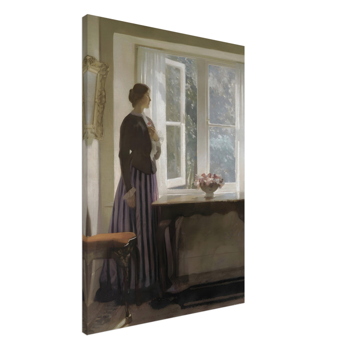 the girl and the picture a flower by harold knight