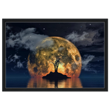 lunar eclipse isle a celestial nightscape awakened by the moon fine art digital illustration surreal moonlit scene30x45 cm / 12x18″Canvas