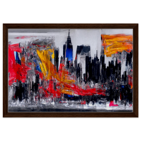 Urban Inferno â€“ Abstract Cityscape Wall Art PrintFramed Canvas20x30 cm / 8x12â€³