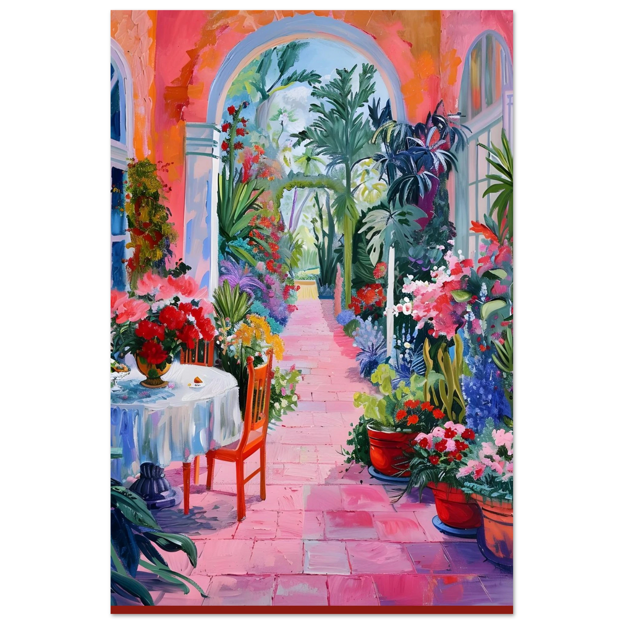garden of morning light blooming terrace escape wall art print30x45 cm / 12x18″Acrylic Print