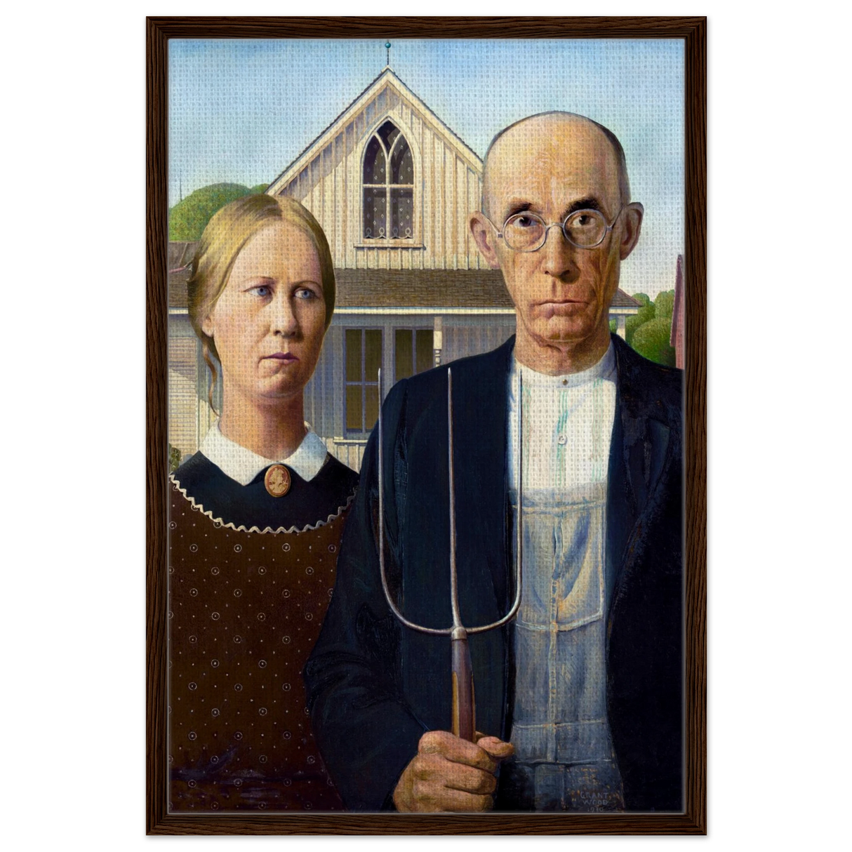 American Gothic by Grant Wood â€“ Iconic American Regionalism Art PrintFramed Canvas60x90 cm / 24x36â€³