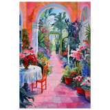 garden of morning light blooming terrace escape wall art print60x90 cm / 24x36″Framed Canvas