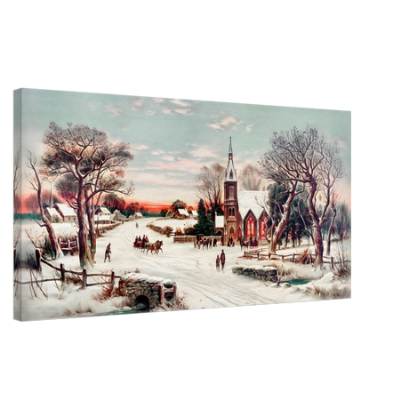 Vintage Christmas Eve Canvas Print by Hoover & Son â€“ Timeless Winter Landscape Art50x100 cm / 20x40â€³
