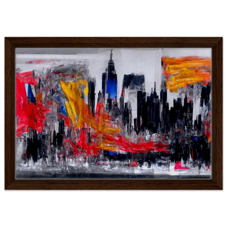 Urban Inferno â€“ Abstract Cityscape Wall Art PrintFramed Canvas60x90 cm / 24x36â€³