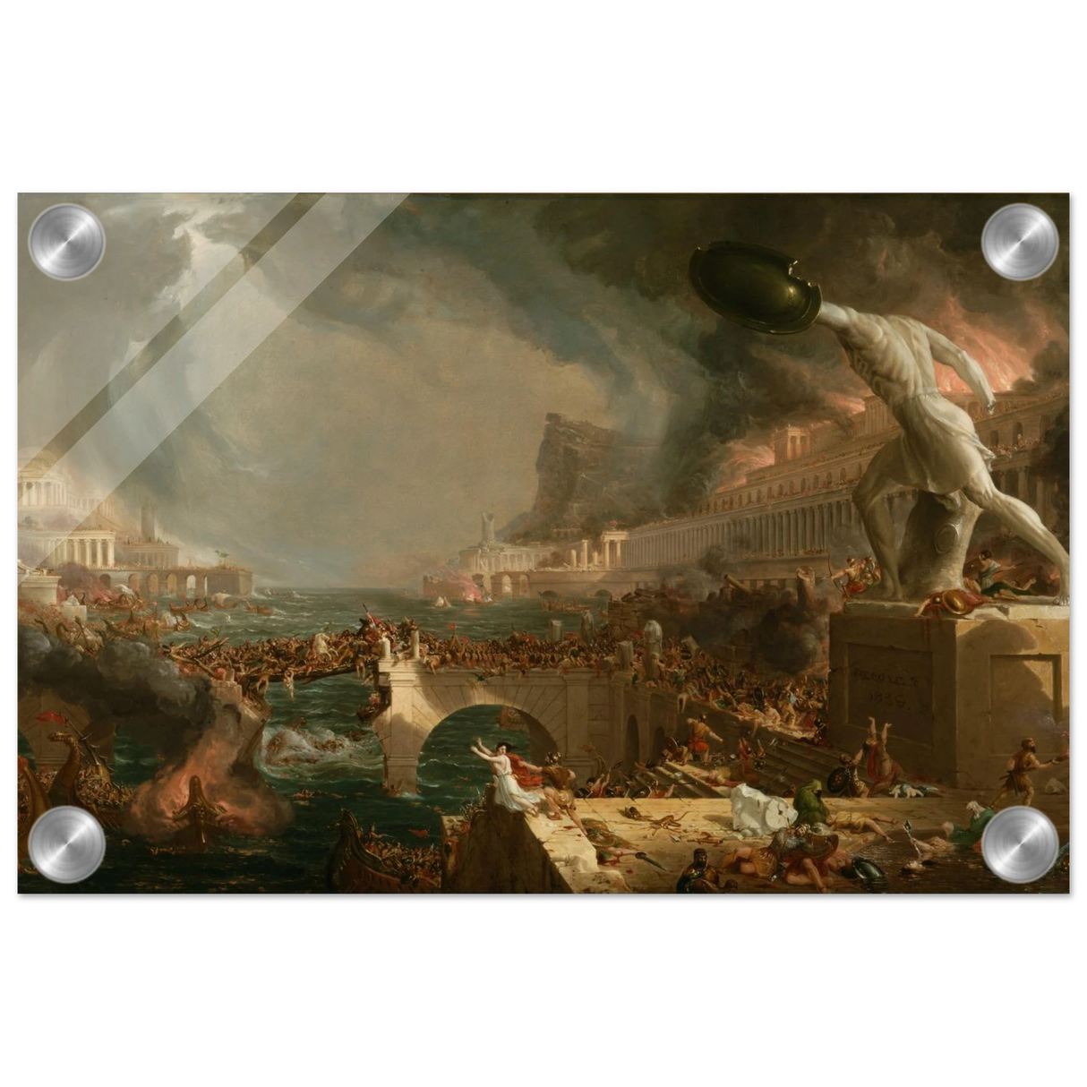 the course of empire destruction by thomas cole classic historical art print20x30 cm / 8x12″Framed Canvas
