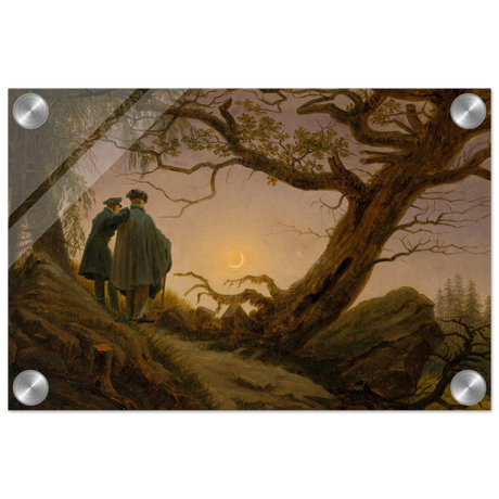 two men contemplating the moon by caspar david friedrich romantic landscape wall art print60x75 cm / 24x30″Canvas