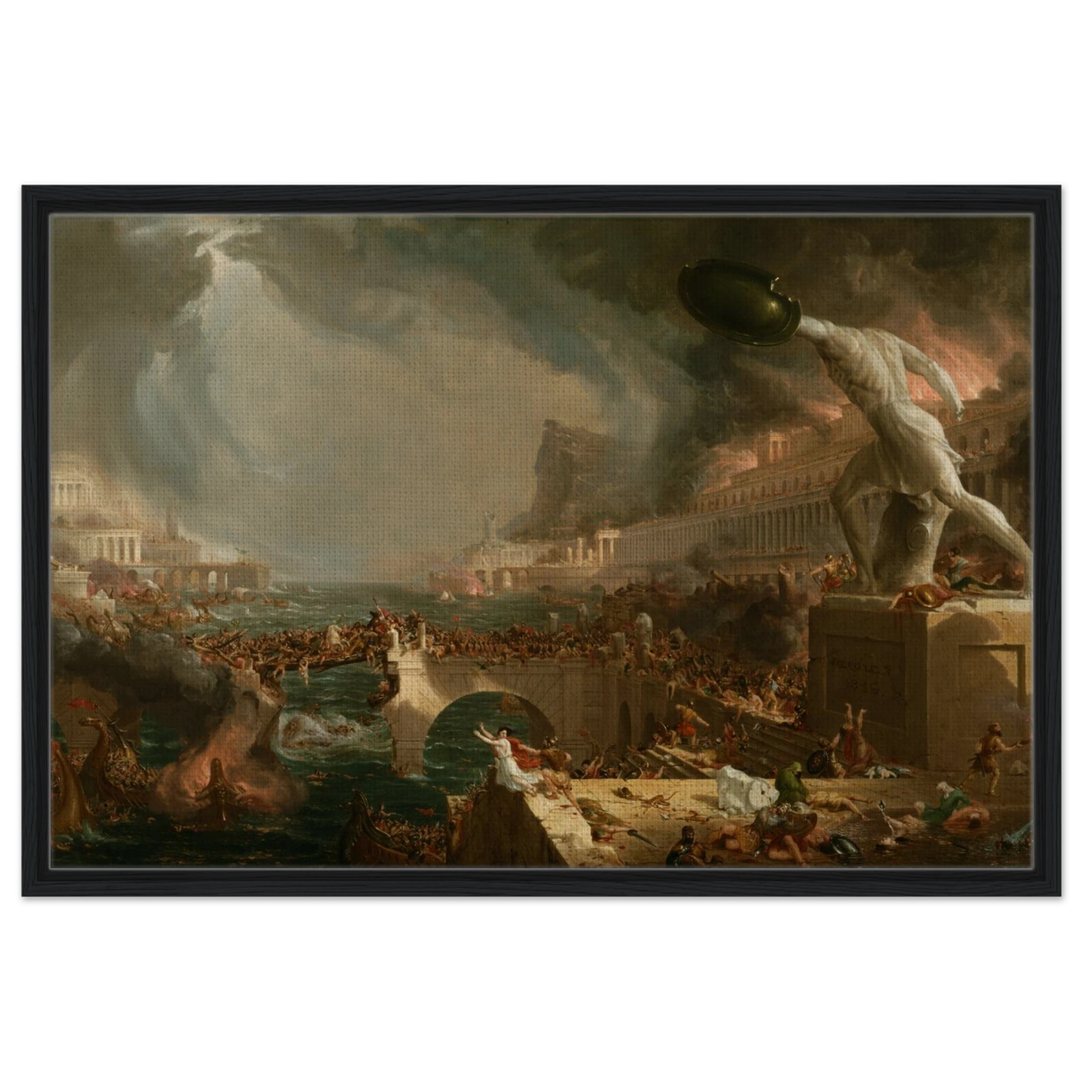 the course of empire destruction by thomas cole classic historical art print40x60 cm / 16x24″Framed Canvas