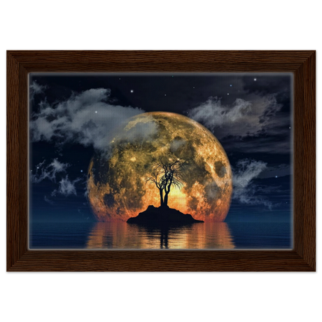 lunar eclipse isle a celestial nightscape awakened by the moon fine art digital illustration surreal moonlit scene60x90 cm / 24x36″Acrylic Print