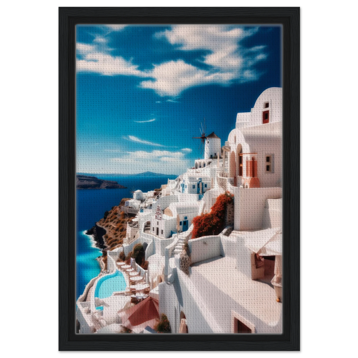 santorini serenity dreamy greek island wall art print20x30 cm / 8x12″Framed Canvas