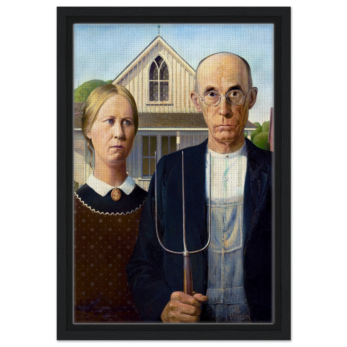 American Gothic by Grant Wood â€“ Iconic American Regionalism Art PrintAluminum Print40x60 cm / 16x24â€³