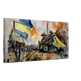 Never Give Up â€“ Ukraine | Panoramic Watercolour War Art PrintDesign Option 140x80 cm / 16x32â€³