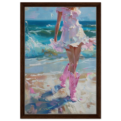 seaside sass pink boots ocean breeze wall art print70x100 cm / 28x40″Canvas