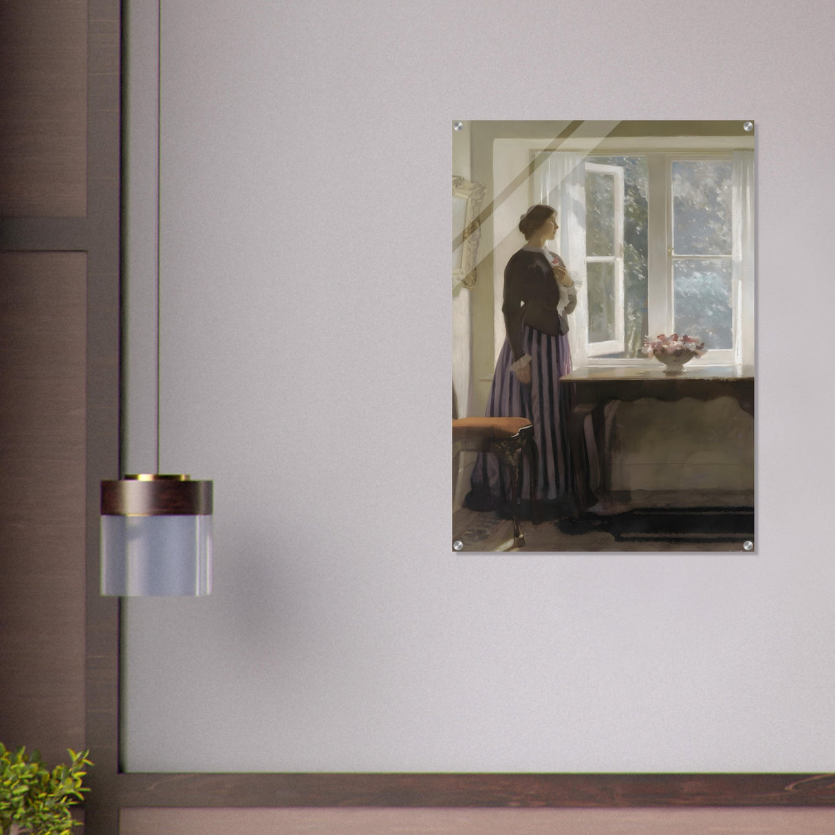the girl and the picture a flower by harold knight