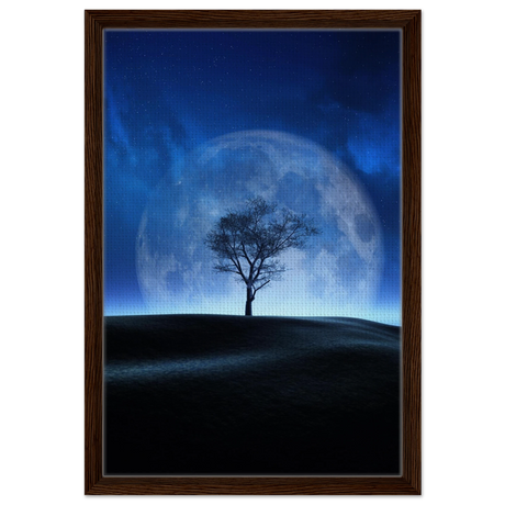 lunar silence a moonlit whisper in the night dreamy digital fantasy landscape wall art print70x100 cm / 28x40″Wood Prints