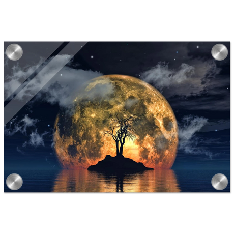 lunar eclipse isle a celestial nightscape awakened by the moon fine art digital illustration surreal moonlit scene50x75 cm / 20x30″Aluminum Print