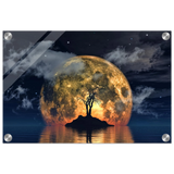 lunar eclipse isle a celestial nightscape awakened by the moon fine art digital illustration surreal moonlit scene40x60 cm / 16x24″Aluminum Print