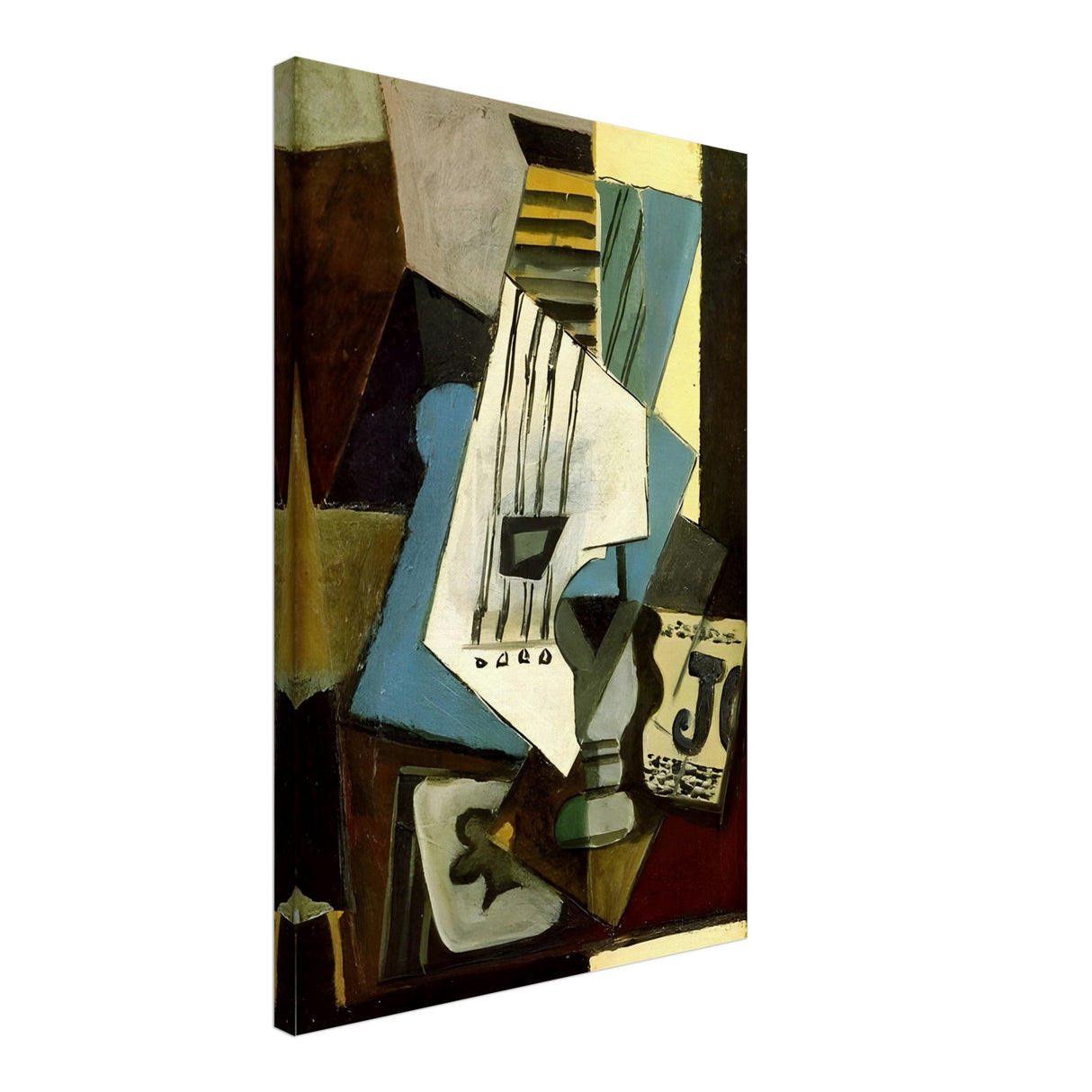 nature morte guitar newspaper glass and ace of clubs by pablo picasso 1914
