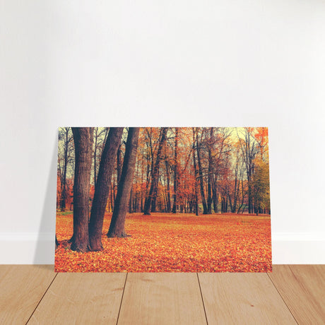 golden silence in autumn a tranquil forest escape wall art print60x90 cm / 24x36″Brushed Aluminum Print