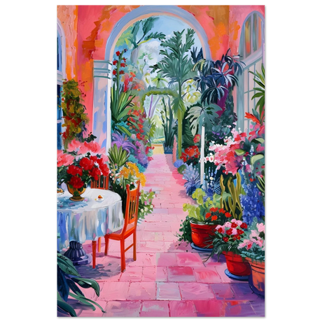 garden of morning light blooming terrace escape wall art print30x45 cm / 12x18″Framed Canvas