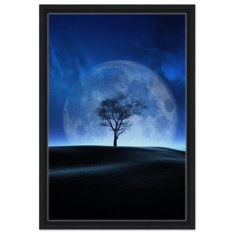 lunar silence a moonlit whisper in the night dreamy digital fantasy landscape wall art print50x75 cm / 20x30″Framed Canvas