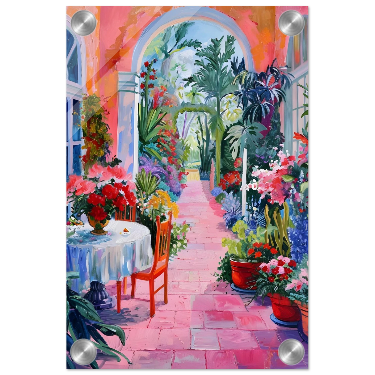 garden of morning light blooming terrace escape wall art print60x90 cm / 24x36″Fine Art Poster