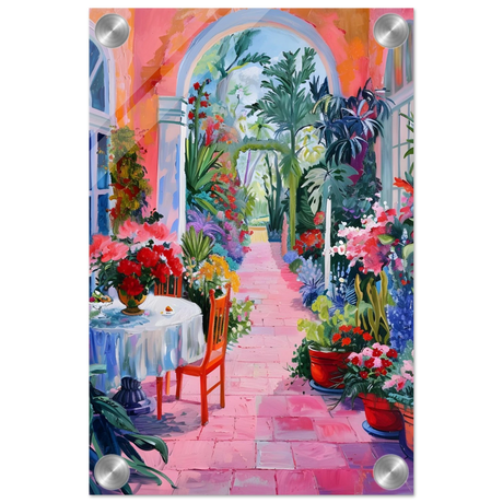 garden of morning light blooming terrace escape wall art print60x90 cm / 24x36″Fine Art Poster