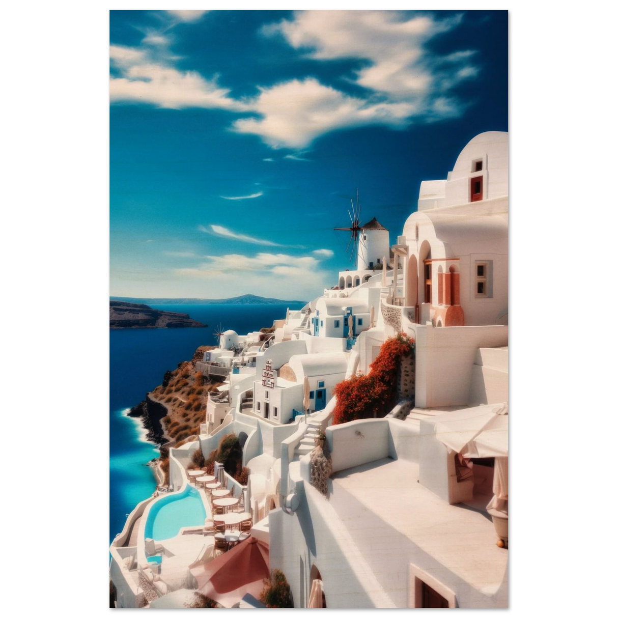 santorini serenity dreamy greek island wall art print60x90 cm / 24x36″Wood Prints