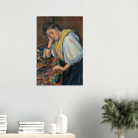 young italian woman at a table by paul cezanne 1895