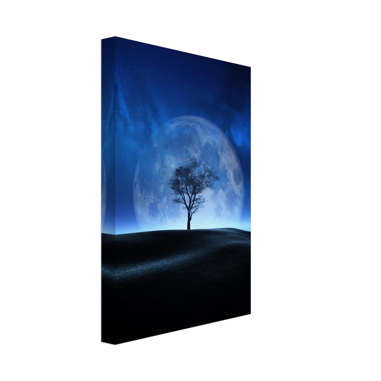 lunar silence a moonlit whisper in the night dreamy digital fantasy landscape wall art print60x90 cm / 24x36″Framed Canvas