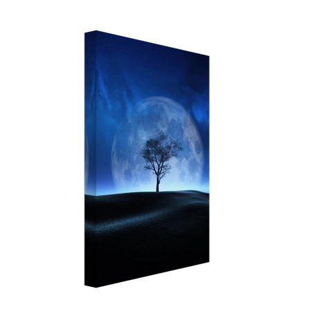 lunar silence a moonlit whisper in the night dreamy digital fantasy landscape wall art print60x90 cm / 24x36″Framed Canvas