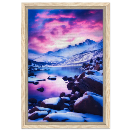twilight serenity snowy mountain lake at sunset wall art print20x30 cm / 8x12″Brushed Aluminum Print