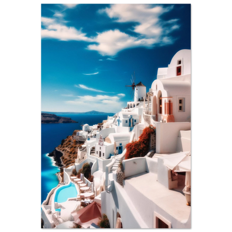 santorini serenity dreamy greek island wall art print20x30 cm / 8x12″Aluminum Print