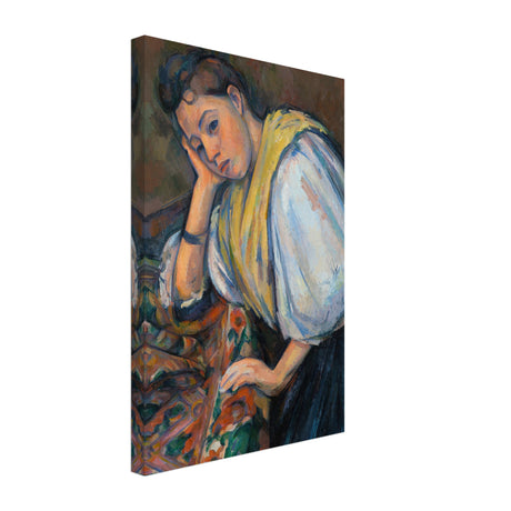 young italian woman at a table by paul cezanne 1895