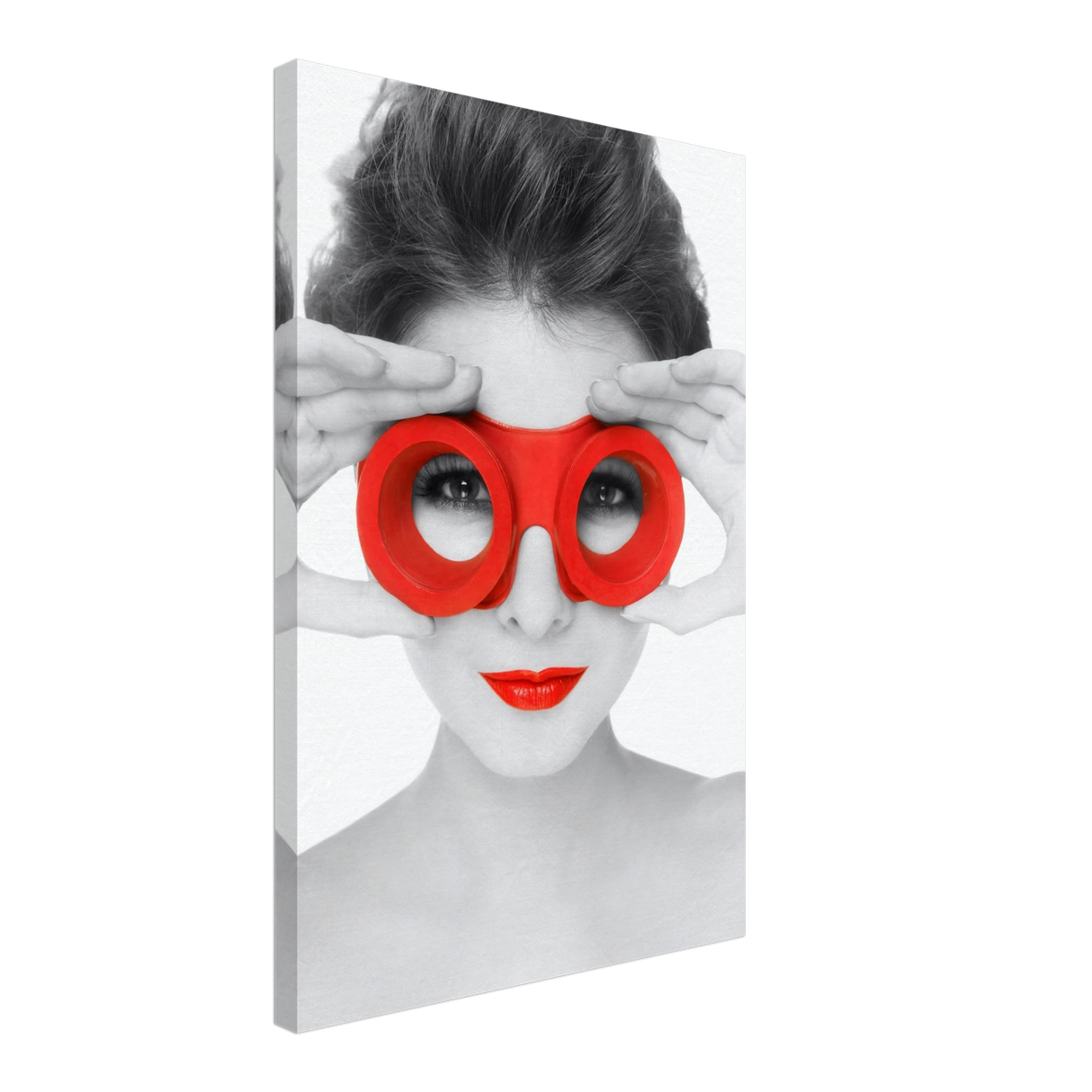 through crimson eyes monochrome glamour pop wall art print30x45 cm / 12x18″Brushed Aluminum Print