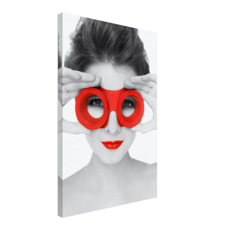 through crimson eyes monochrome glamour pop wall art print30x45 cm / 12x18″Brushed Aluminum Print