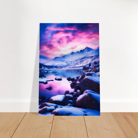 twilight serenity snowy mountain lake at sunset wall art print50x75 cm / 20x30″Framed Canvas
