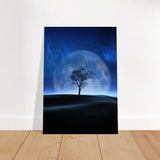 lunar silence a moonlit whisper in the night dreamy digital fantasy landscape wall art print30x45 cm / 12x18″Brushed Aluminum Print