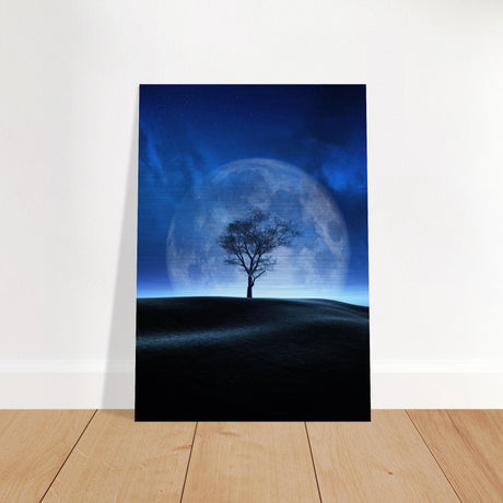 lunar silence a moonlit whisper in the night dreamy digital fantasy landscape wall art print30x45 cm / 12x18″Brushed Aluminum Print